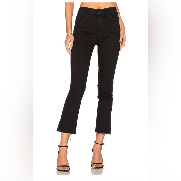 Mother The Hustler Ankle Fray Not Guilty Flare Jeans Denim Size 27 Black